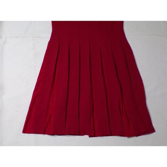 THEORY Pleated Knit Tee Flare Dress Red Large NEW $455 - Picture 8 of 10